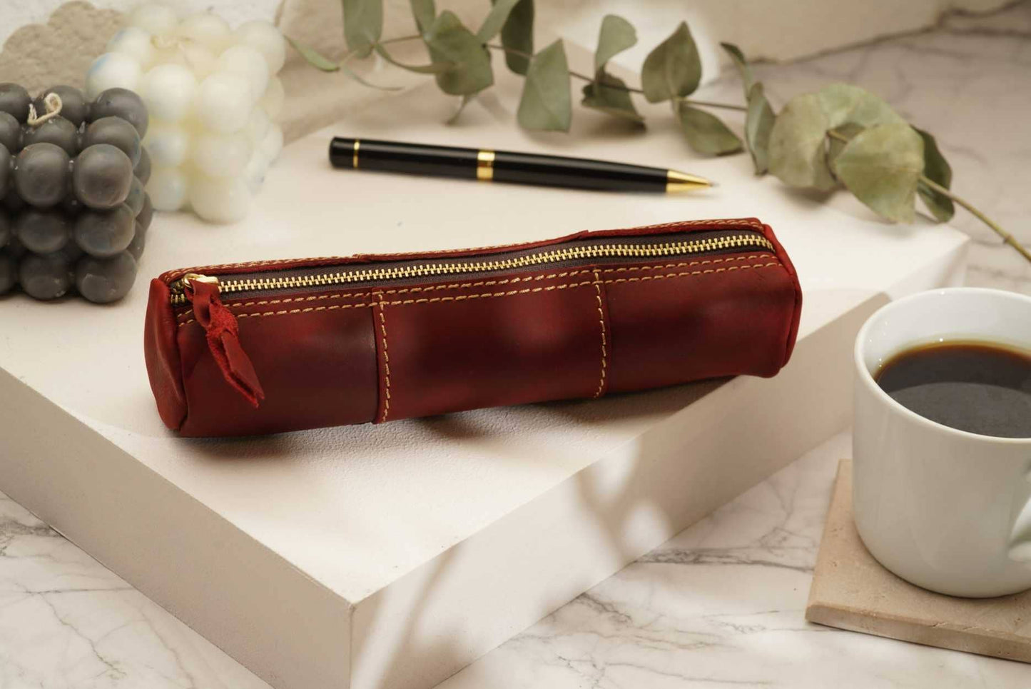 Leather Pencil Case, Make-up Brush Holder, Pen Holder