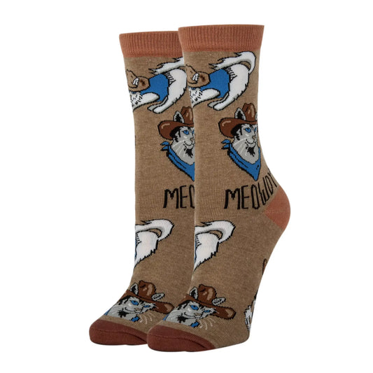 Meowdy | Women's Western Novelty Cotton Crew Socks