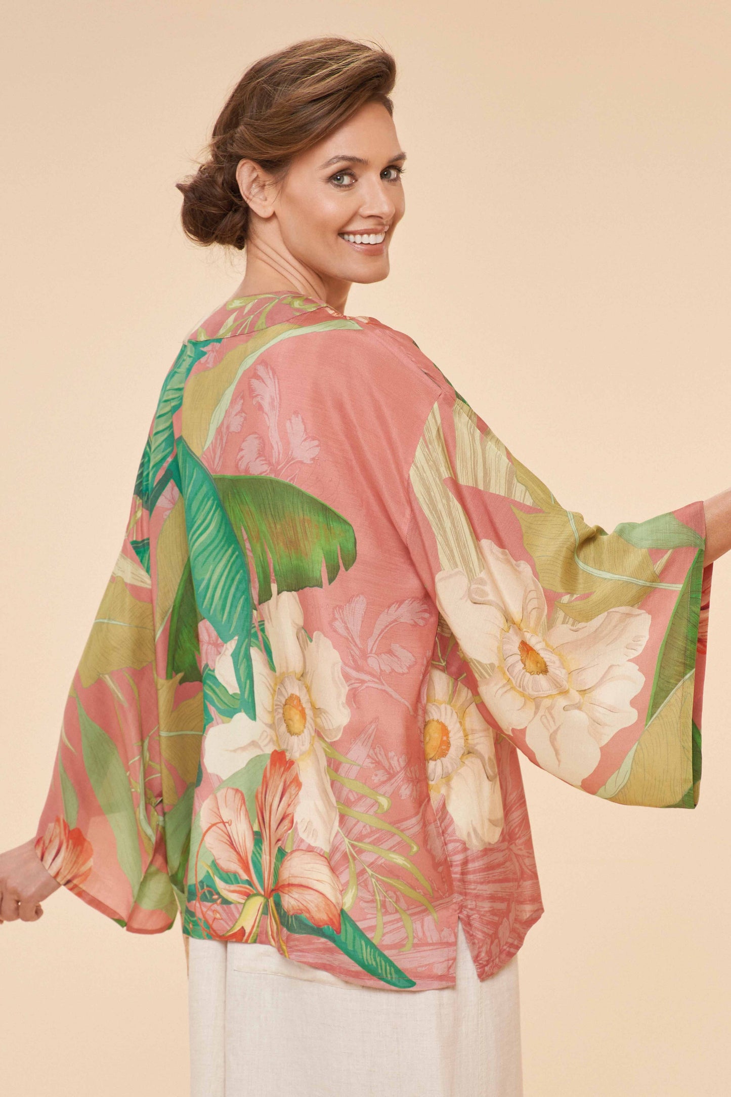 Delicate Tropical Kimono Jacket | Candy