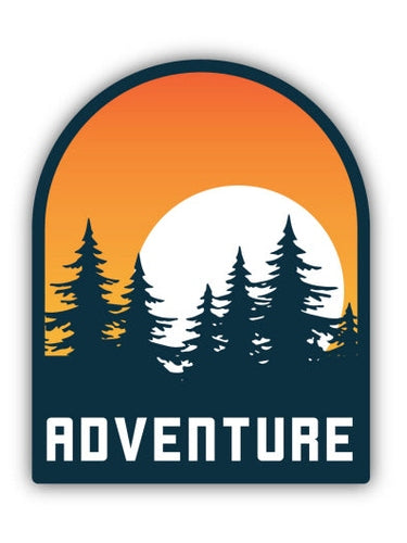 Adventure Sun Setting Behind Trees Sticker