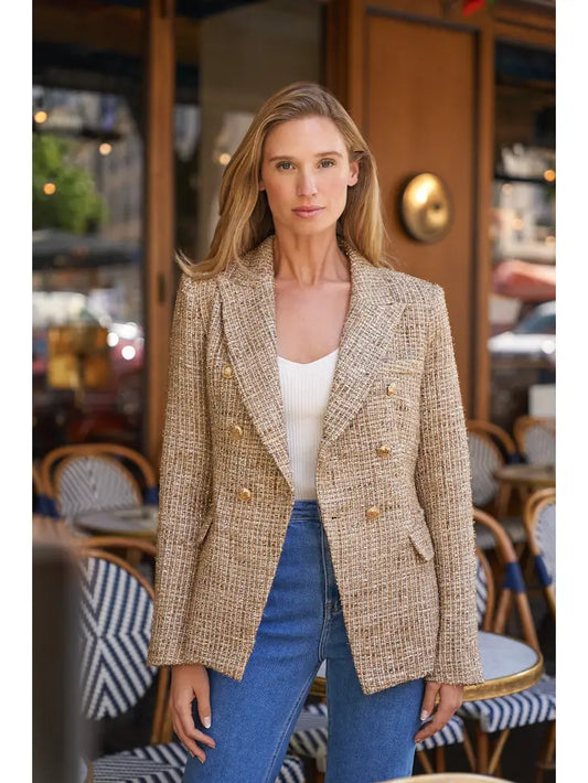 Tweed Double-Breasted Blazer Jacket