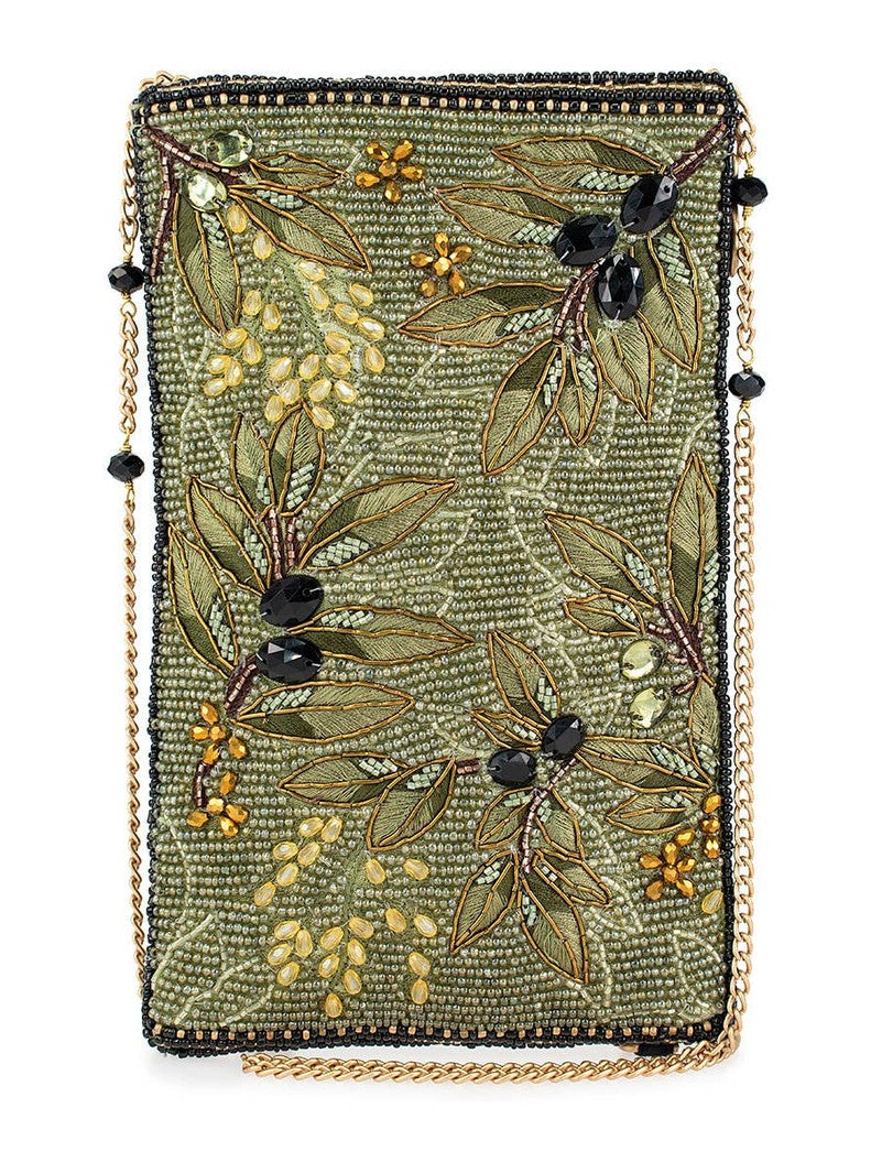 Olive Branch Beaded & Embroidered Crossbody Phone Bag