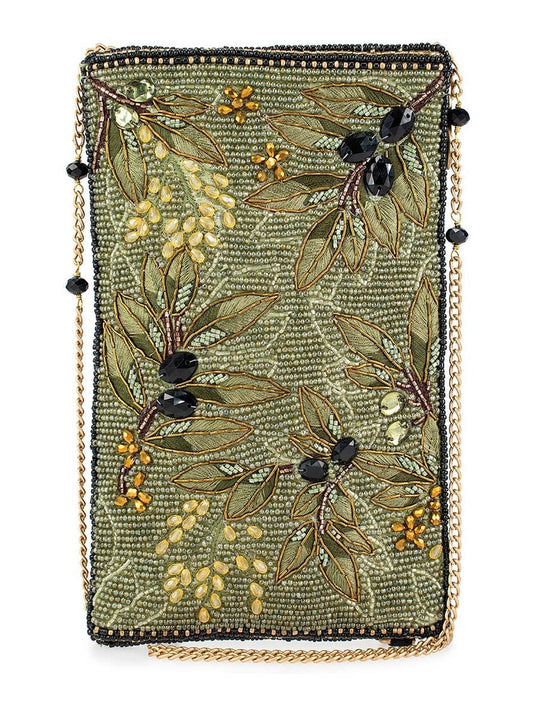 Olive Branch Beaded & Embroidered Crossbody Phone Bag