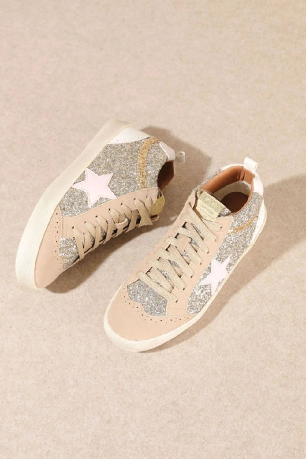DAISY Sneakers | Light Gold + Pink Star