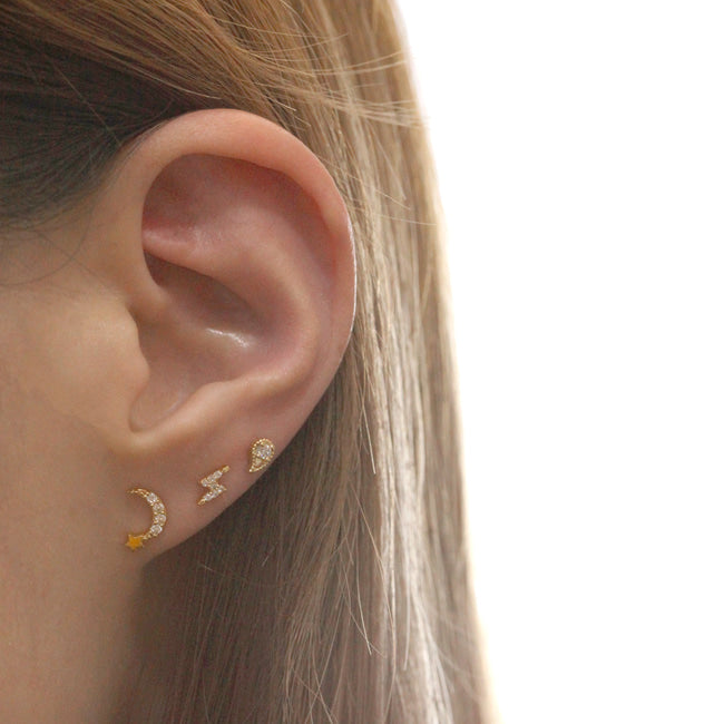 Tiny Crystal Lighting Screw Back Earring