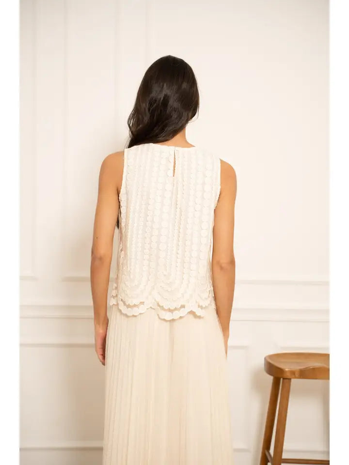 Embroidered Tulle Tank Top