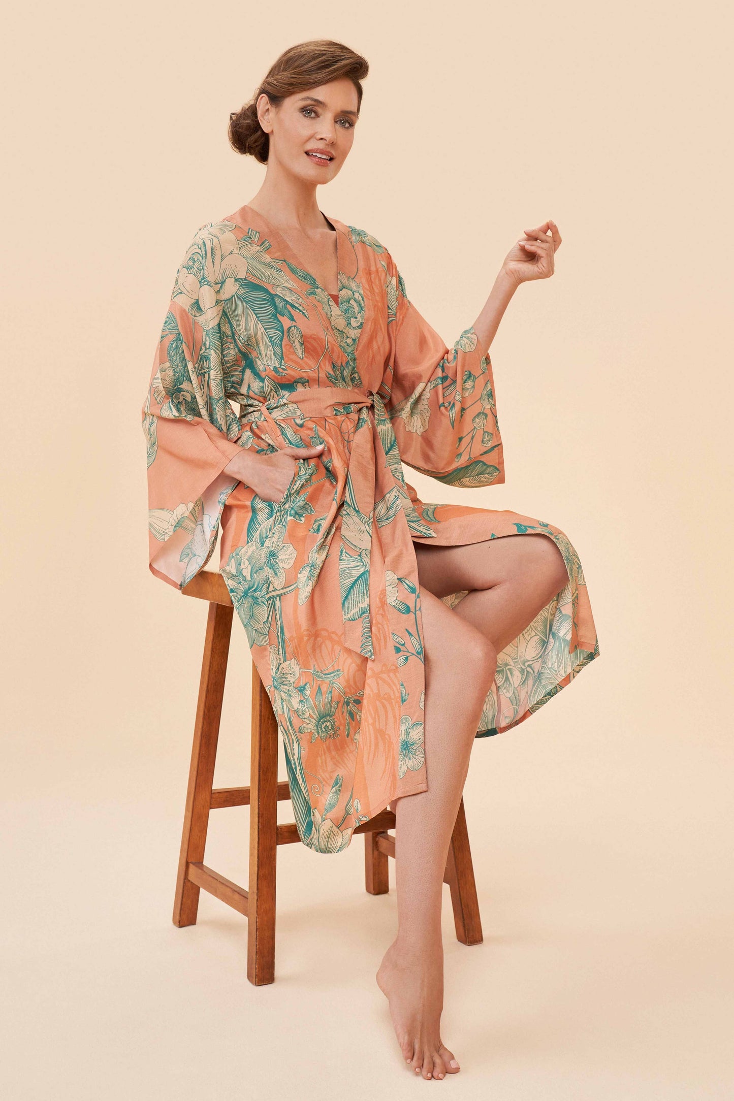 Floral Jungle Kimono Gown in Petal