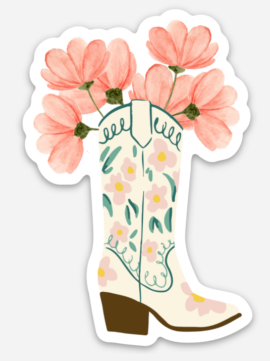 Cowboy Boot Flower Sticker