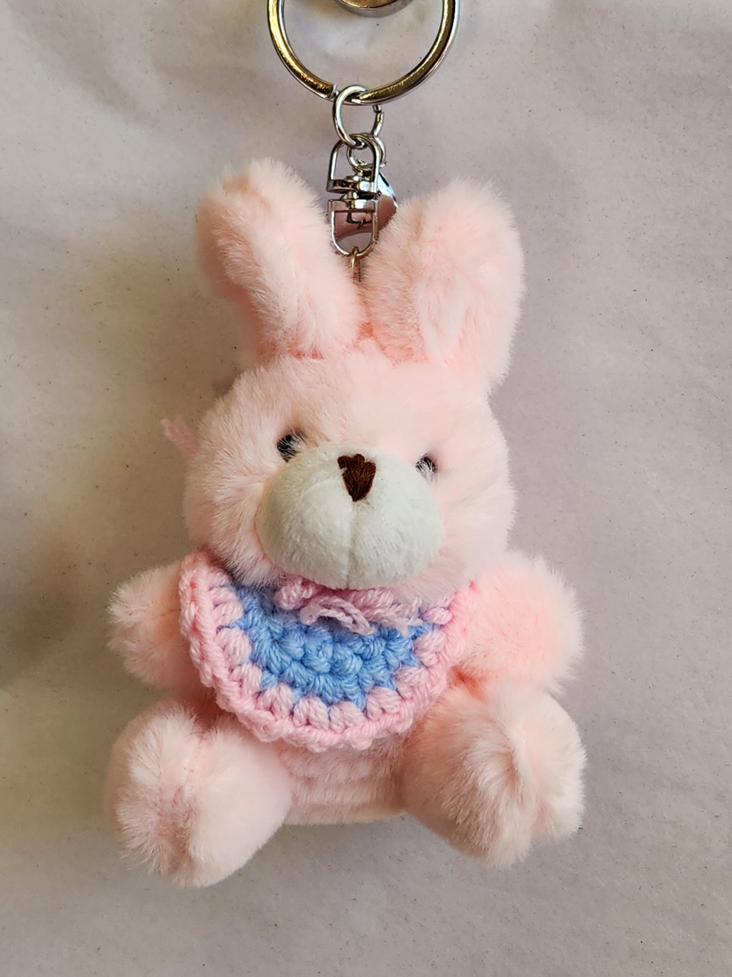 Bunny With Crocheted Bib Keychain
