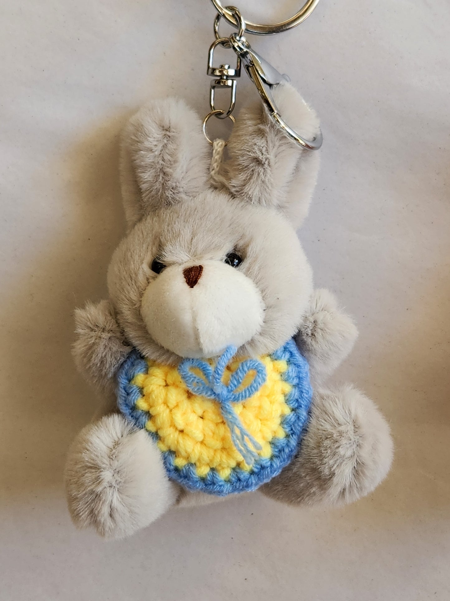 Bunny With Crocheted Bib Keychain