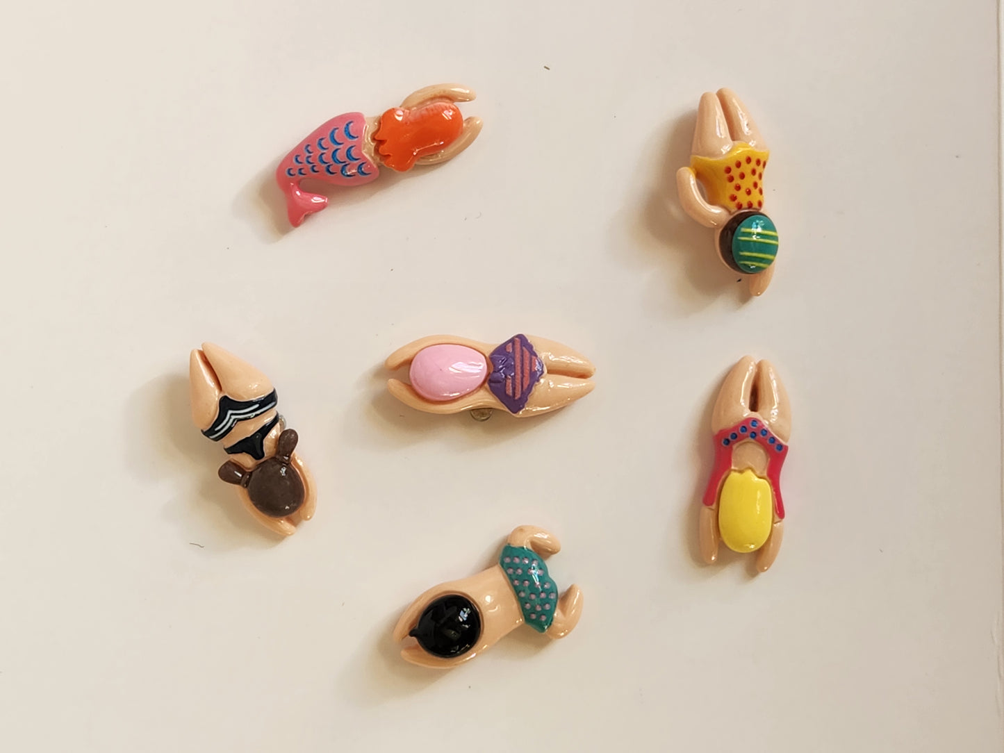 Small Women Swimming Magnets Set Of 6