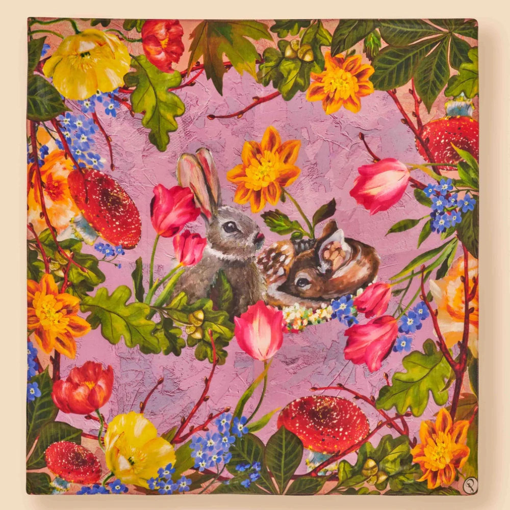 Whimsical Woodland Scarf - 100% Silk Small Square