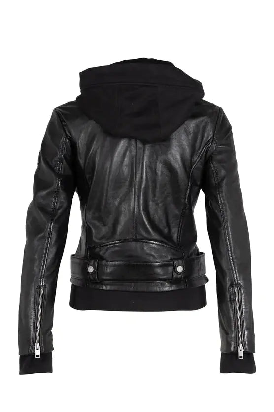 Freda Leather Jacket, Black on Black