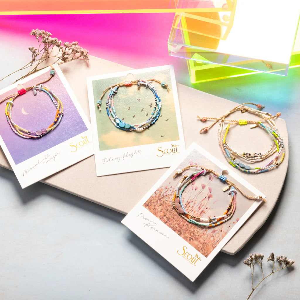 Mixed Media Bracelet - Love/Rhodochrosite/Gold