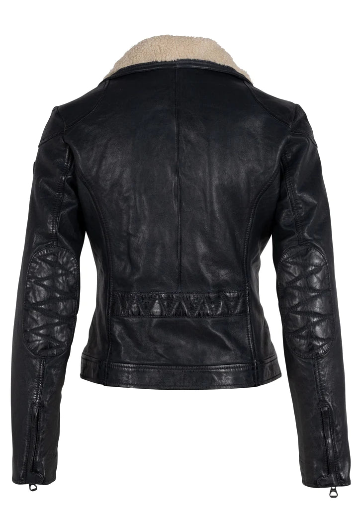 Jenja Leather Jacket, Navy