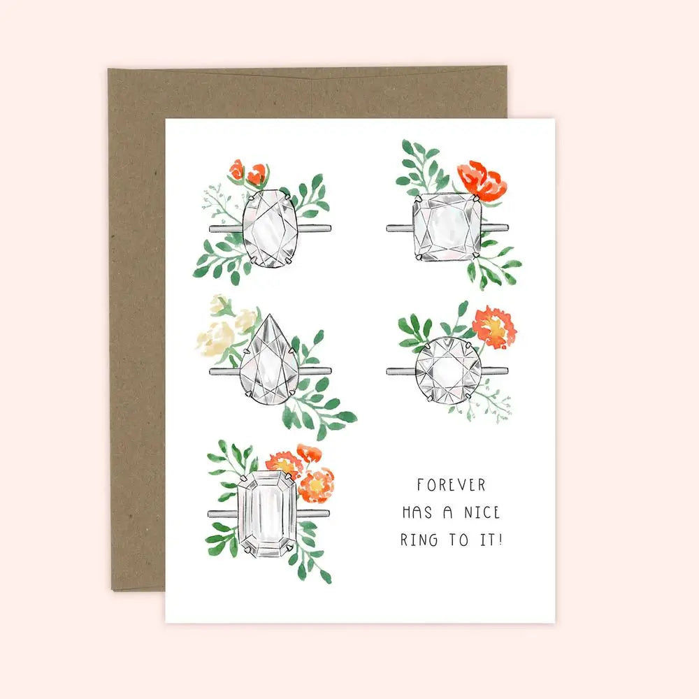 Floral Ring Newly Engaged Card