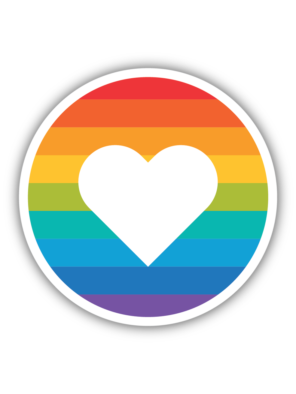 Rainbow Heart Circle Sticker