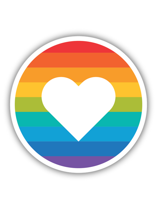 Rainbow Heart Circle Sticker
