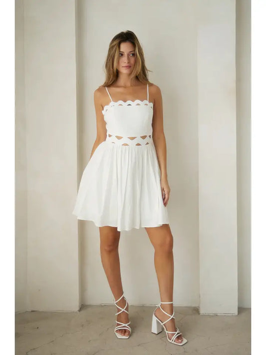 Wave Cutout Mini White Dress