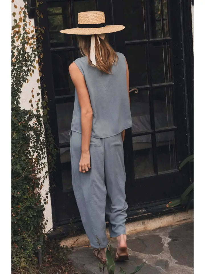 Textured Knit Top & Relaxed Pants Set
