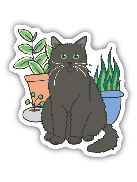 Cat With Plants Sticker