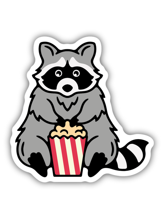 Raccoon With Popcorn Sticker