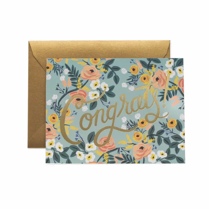 Blue Floral Congrats | Greeting Card
