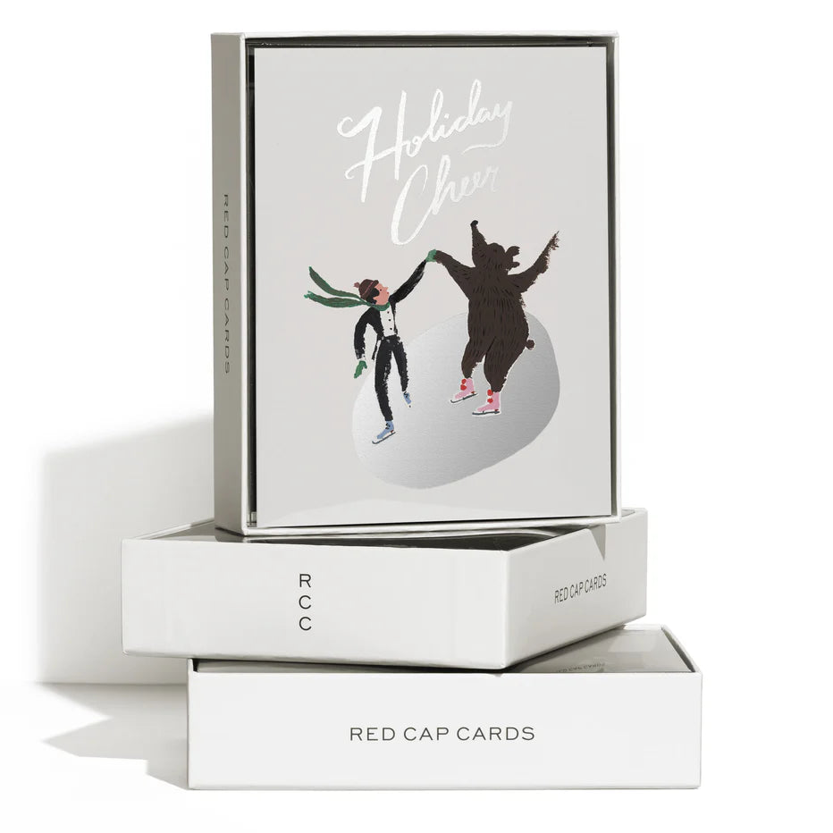 Skating Bear holiday greeting card: Singles