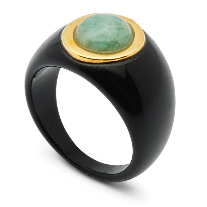 Black Resin Ring Amazonite