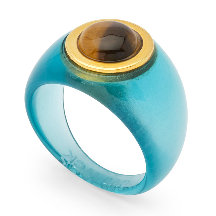 Deep Sea Resin Ring Tiger Eye