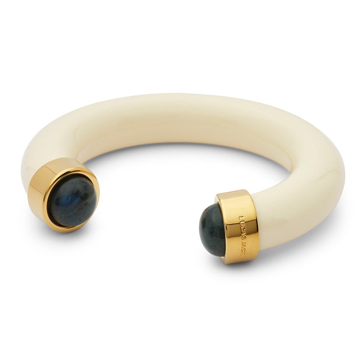 Large Ivory Resin Bracelet with Stones