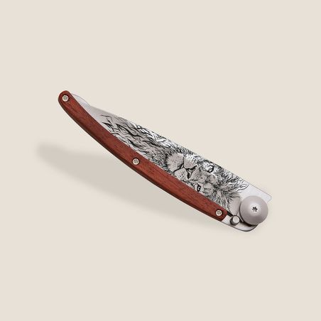 Deejo 37G Coral Wood / Lion Pocket Knife