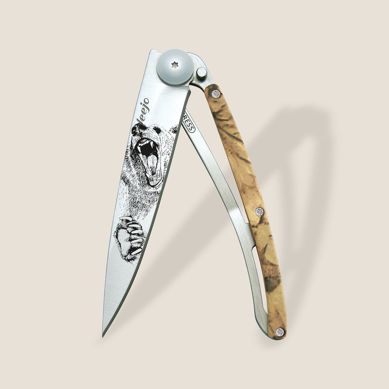 Deejo 37G Brown Camo / Grizzly Pocket Knife