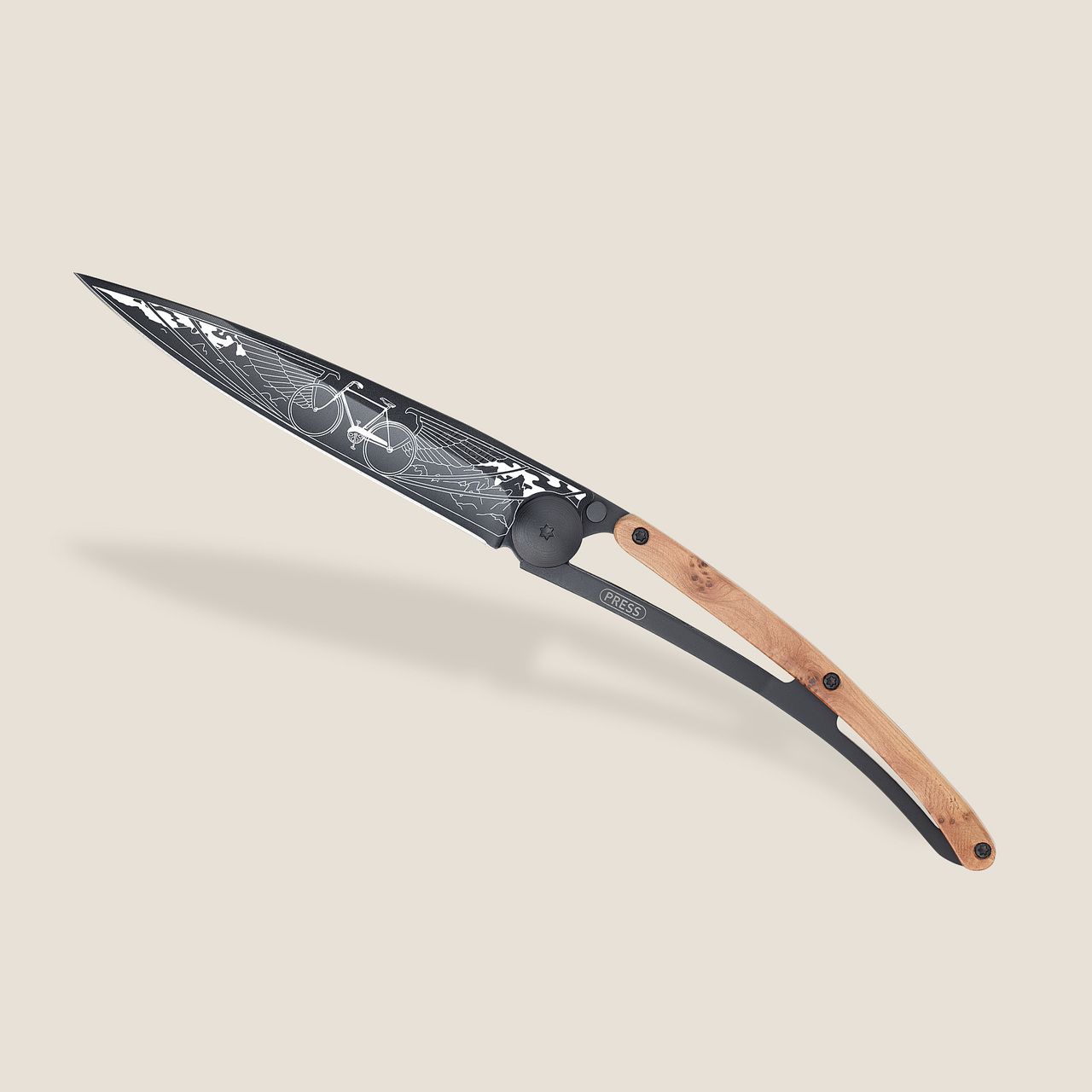 Deejo 37G Juniper Wood / Bicycle Pocket Knife