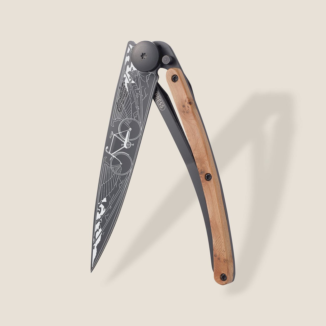 Deejo 37G Juniper Wood / Bicycle Pocket Knife