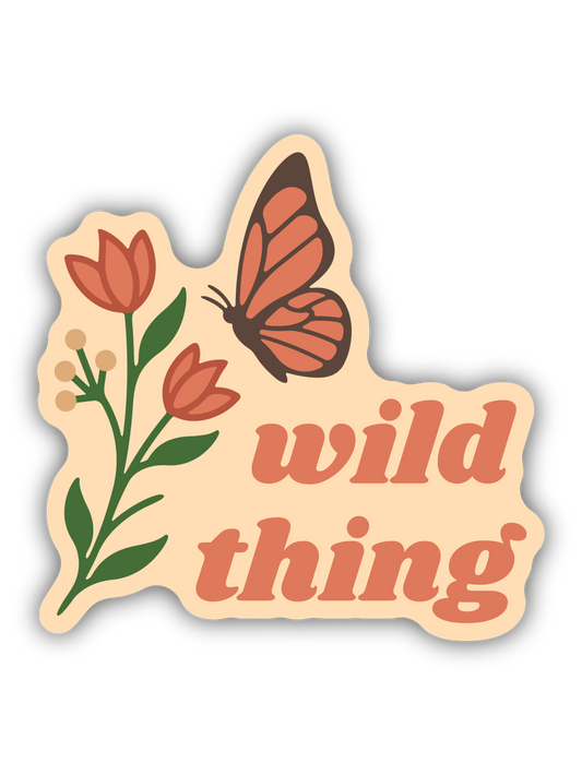 Wild Thing Flower With Butterfly Sticker