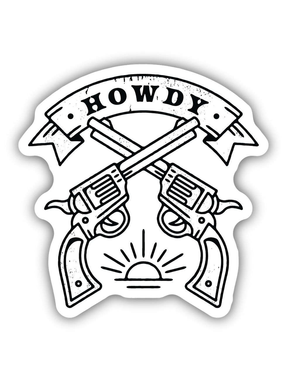 Howdy Crossed Revolvers Sticker
