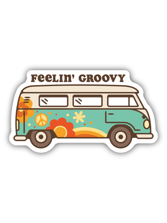 Feelin Groovy Hippie Van Sticker