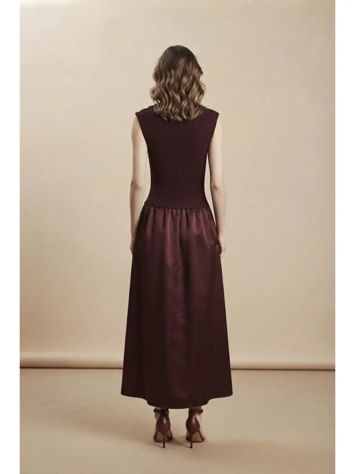Mixed-Material High-Neck Dress Steffi