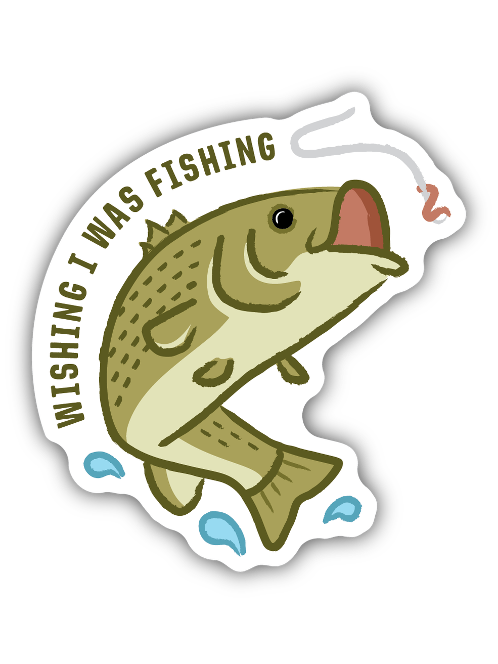 Wishing I Was Fishing Sticker