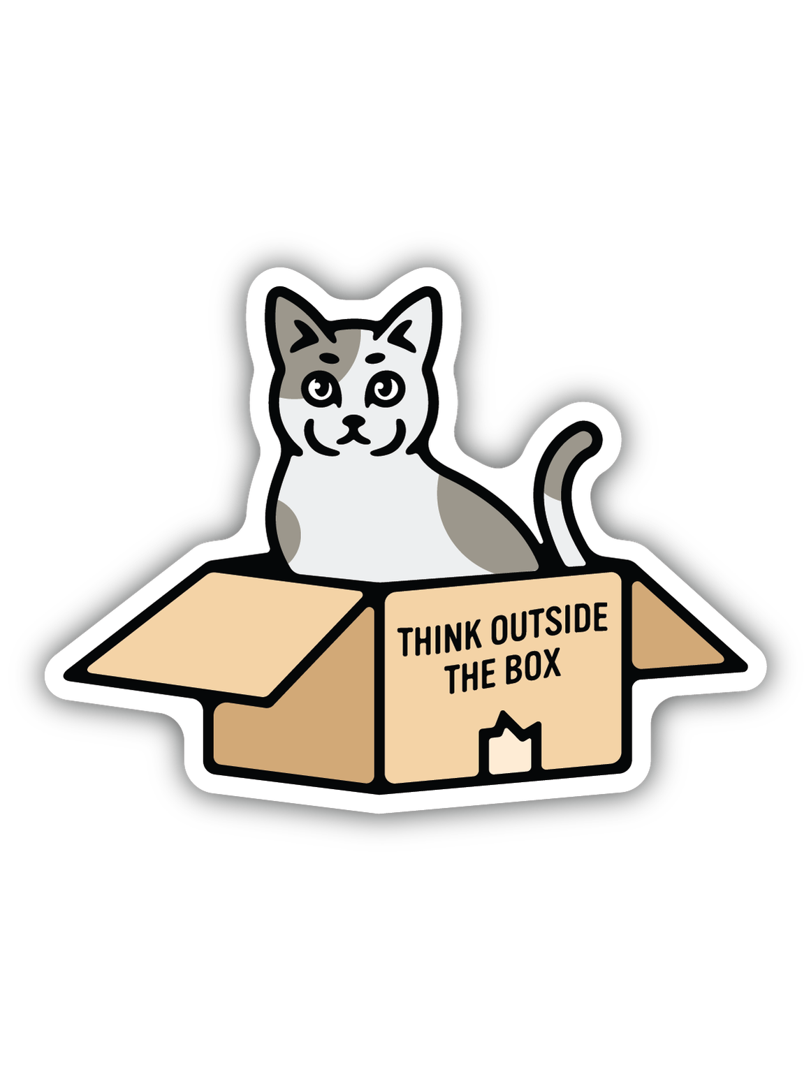 Think Outside The Box Cat Sticker