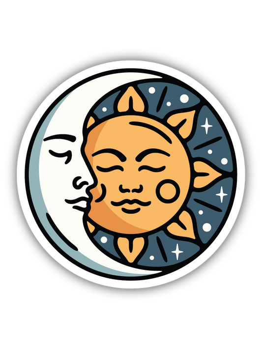 Moon And Sun Circle Sticker
