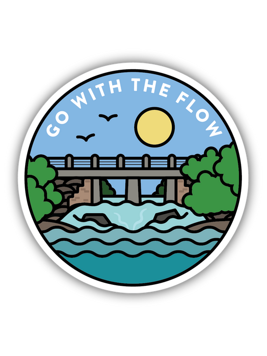 Go With The Flow Bridge Scene Sticker