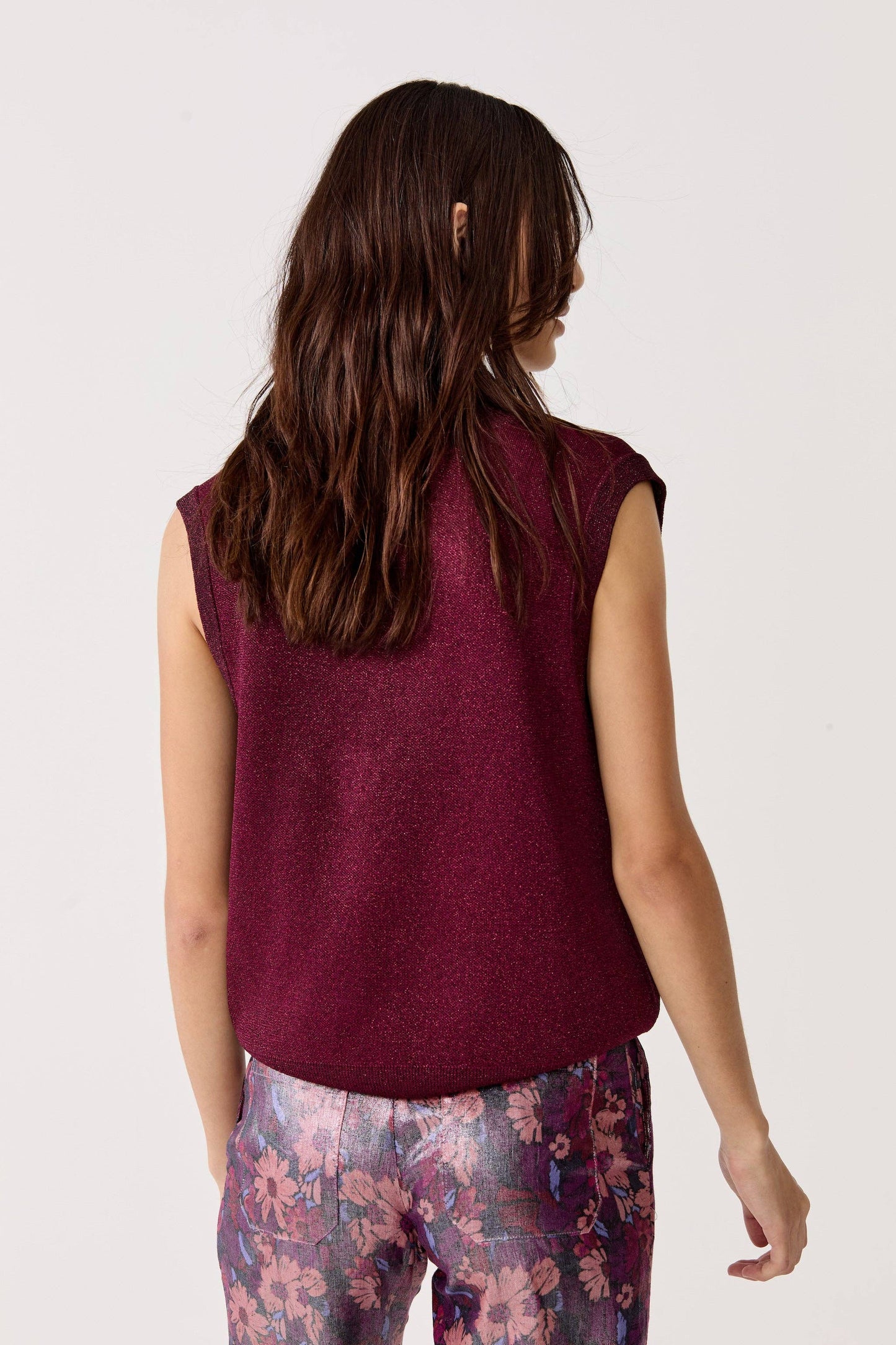 Preppy Lurex Knitted Vest | Rosso