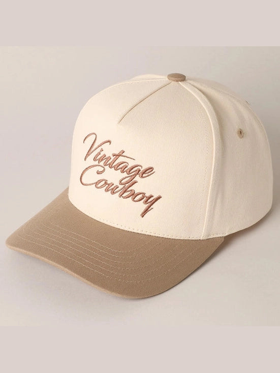Vintage Cowboy Embroidery Two Tone Baseball Cap