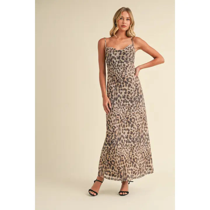Dina Printed Leopard Maxi Dress