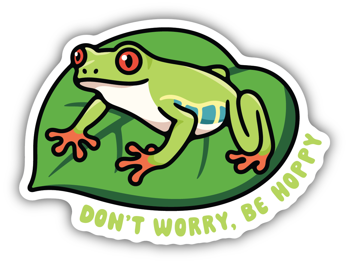 Don't Worry, Be Hoppy Frog Sticker
