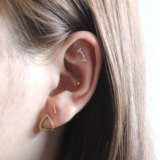 Tiny Crystal Bar Screw Back Earring