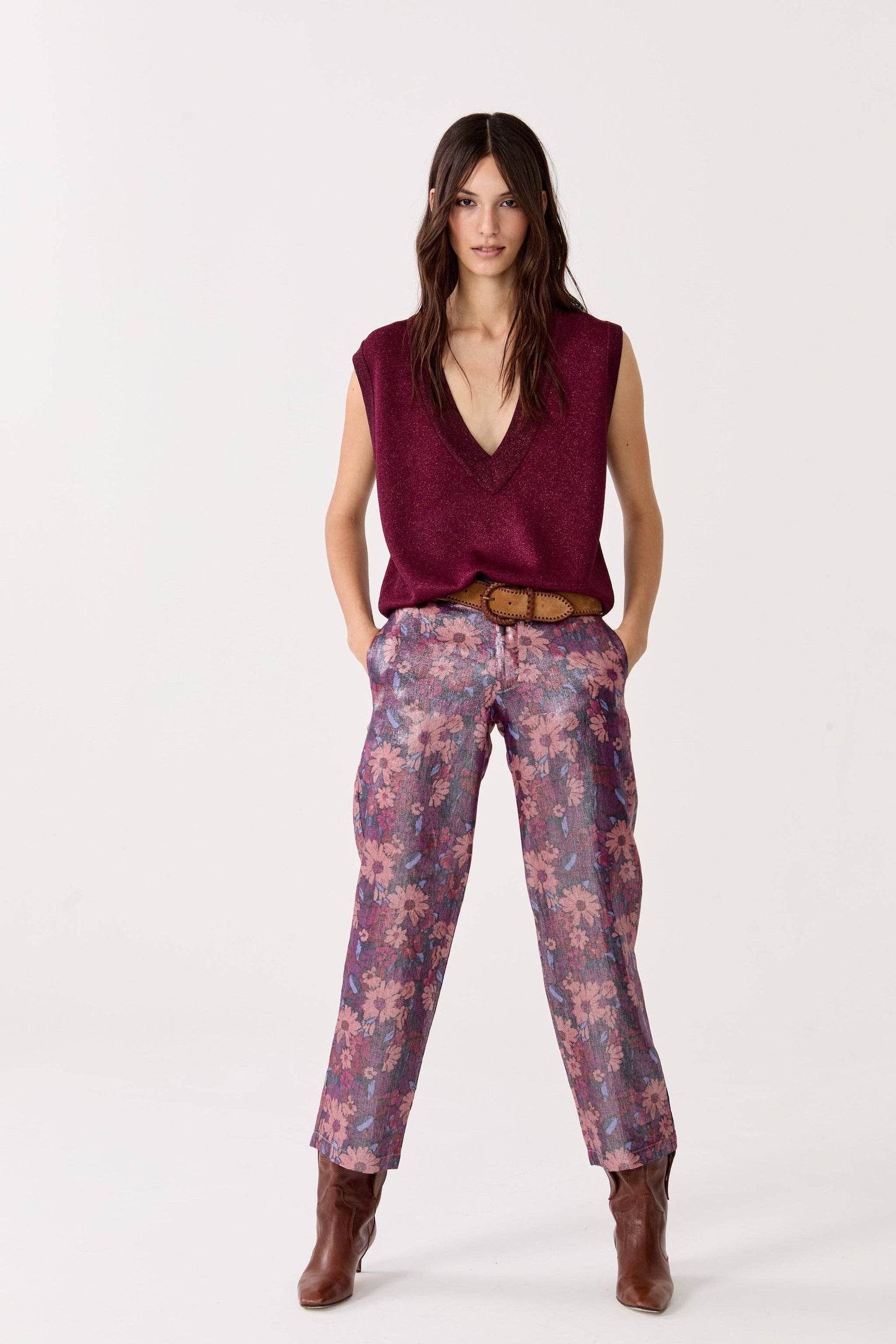 Preppy Lurex Knitted Vest | Rosso