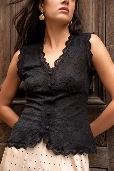 Lace Neckline Top